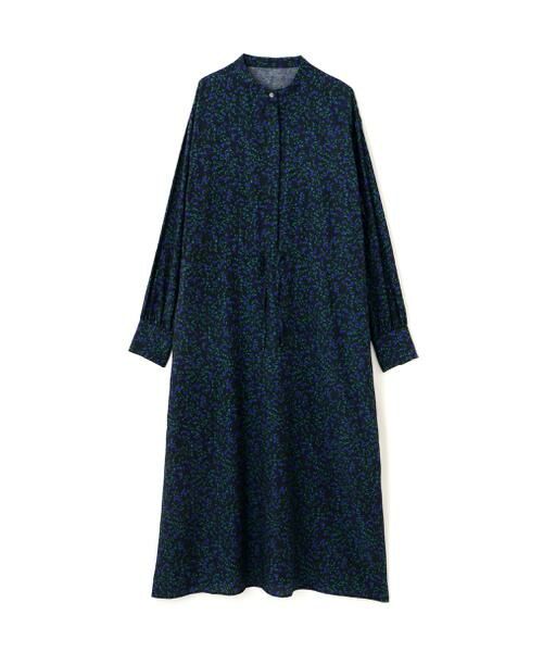 human woman / ヒューマンウーマン ワンピース | プチフラワープリントブラウジングバンドカラーワンピース | 詳細1