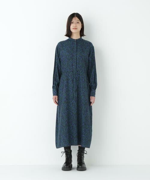 human woman / ヒューマンウーマン ワンピース | プチフラワープリントブラウジングバンドカラーワンピース | 詳細5