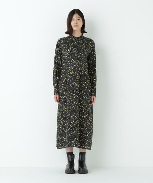 human woman / ヒューマンウーマン ワンピース | プチフラワープリントブラウジングバンドカラーワンピース | 詳細11