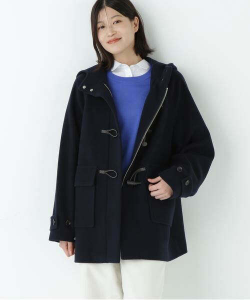 human woman/ヒューマンウーマン ◆モッサミドルダッフルコート ネイビー M human woman/ヒューマンウーマン ◆モッサミドルダッフルコート ネイビー M