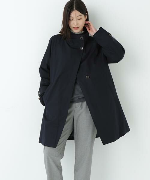 human woman / ヒューマンウーマン アウター | ≪防寒≫コットンギャバ2wayスタンドダウン(ネイビー)