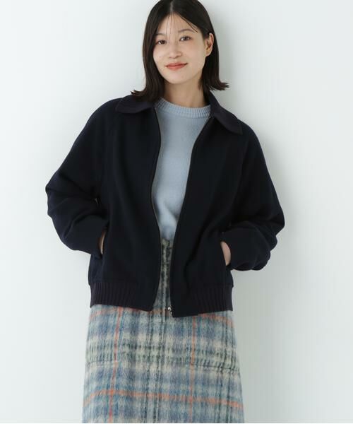 human woman/ヒューマンウーマン Wメルトンショートジップブルゾン ネイビー M human woman/ヒューマンウーマン Wメルトンショートジップブルゾン ネイビー M