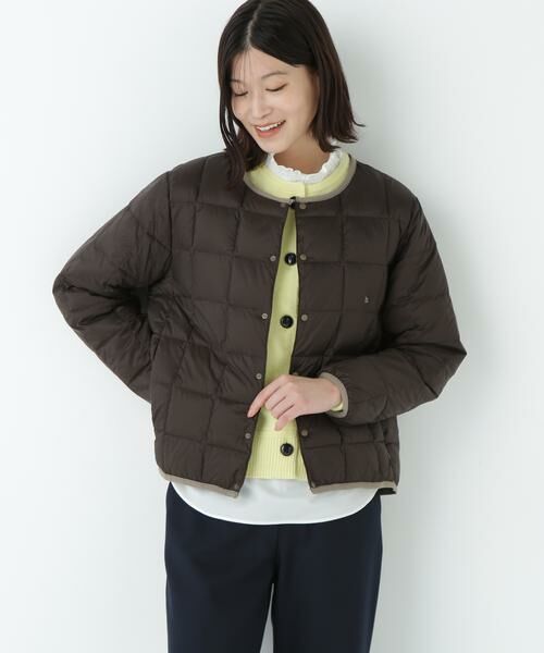 human woman / ヒューマンウーマン ブルゾン | ◆≪TAIONコラボ≫リバーシブルクルーネックダウンブルゾン(ダークチョコ×カーキ)