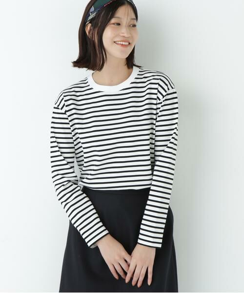 human woman / ヒューマンウーマン カットソー | ボーダーロングスリーブTシャツ(ブラックボーダー3)