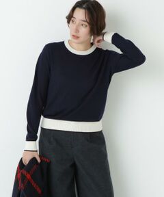 human woman / ヒューマンウーマン ニット・セーター | 梳毛ライン入りニットプルオーバー