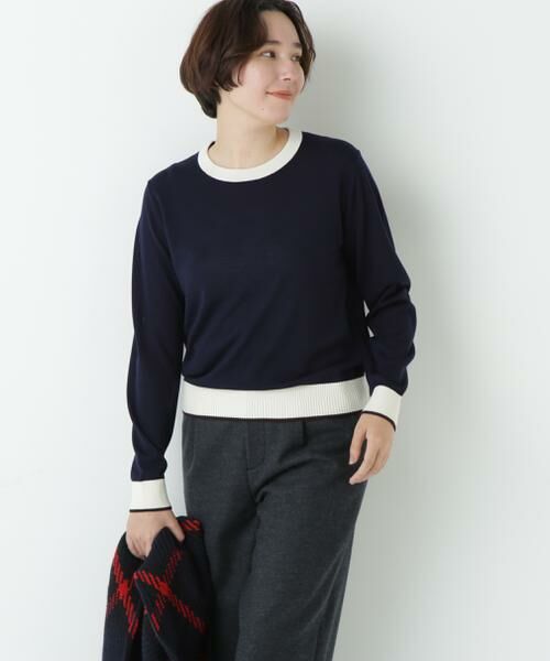 human woman / ヒューマンウーマン ニット・セーター | 梳毛ライン入りニットプルオーバー | 詳細8