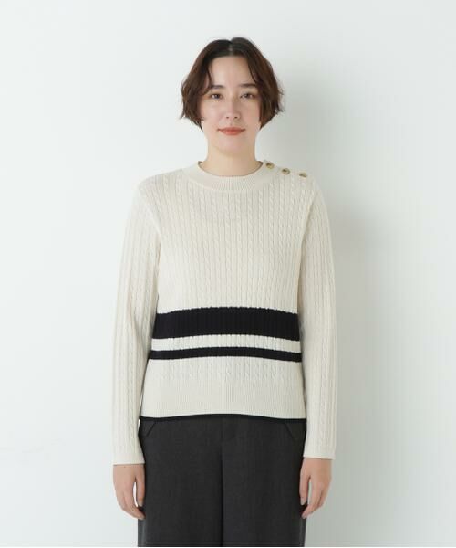 human woman / ヒューマンウーマン ニット・セーター | ミニケーブル釦プルオーバー | 詳細2