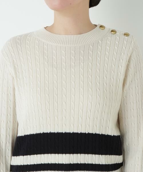 human woman / ヒューマンウーマン ニット・セーター | ミニケーブル釦プルオーバー | 詳細6
