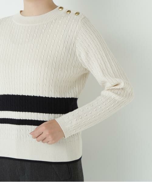 human woman / ヒューマンウーマン ニット・セーター | ミニケーブル釦プルオーバー | 詳細8