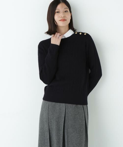 human woman / ヒューマンウーマン ニット・セーター | ミニケーブル釦プルオーバー | 詳細12