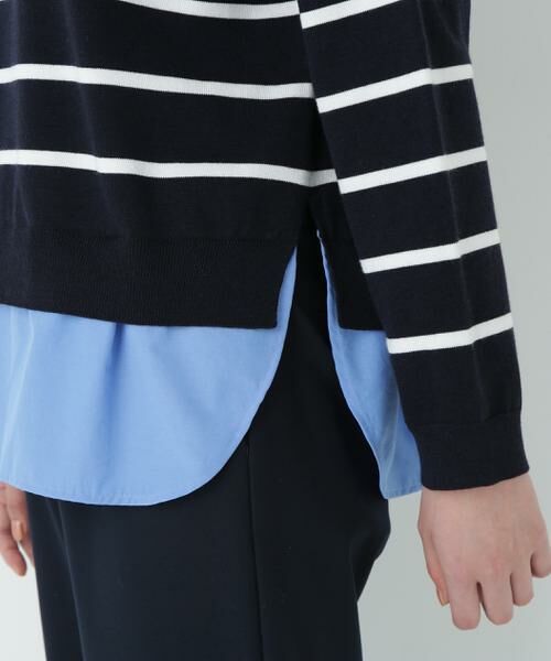 human woman / ヒューマンウーマン ニット・セーター | シャツ地ドッキングプルオーバー | 詳細7