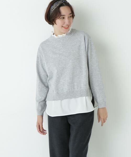 human woman / ヒューマンウーマン ニット・セーター | シャツ地ドッキングプルオーバー | 詳細13