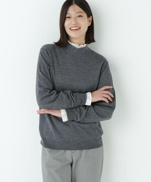 human woman/ヒューマンウーマン 梳毛天竺ハイネックプルオーバー チャコール1 M human woman/ヒューマンウーマン 梳毛天竺ハイネックプルオーバー チャコール1 M
