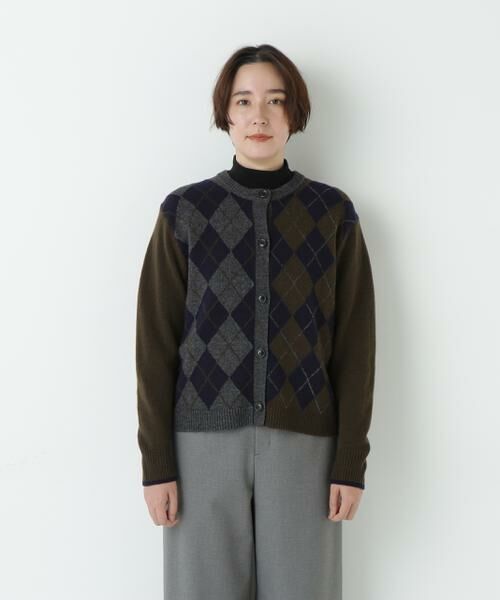 human woman / ヒューマンウーマン ニット・セーター | ウールMIXアーガイルクルーネックカーディガン | 詳細3