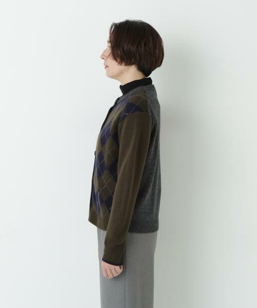 human woman / ヒューマンウーマン ニット・セーター | ウールMIXアーガイルクルーネックカーディガン | 詳細4