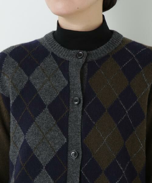 human woman / ヒューマンウーマン ニット・セーター | ウールMIXアーガイルクルーネックカーディガン | 詳細6
