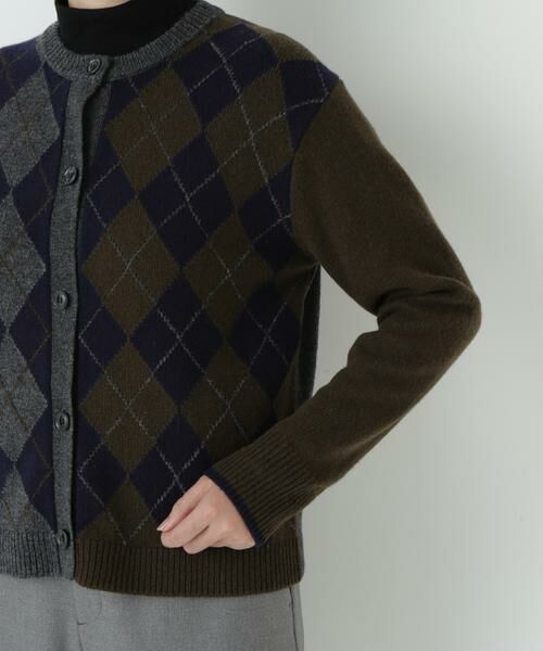 human woman / ヒューマンウーマン ニット・セーター | ウールMIXアーガイルクルーネックカーディガン | 詳細7