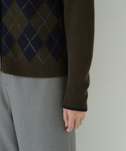 human woman / ヒューマンウーマン ニット・セーター | ウールMIXアーガイルクルーネックカーディガン | 詳細8