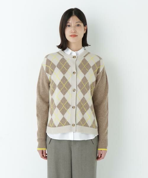 human woman / ヒューマンウーマン ニット・セーター | ウールMIXアーガイルクルーネックカーディガン | 詳細12