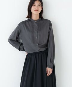 human woman / ヒューマンウーマン シャツ・ブラウス | ◆ピンタックバンドカラーブラウス