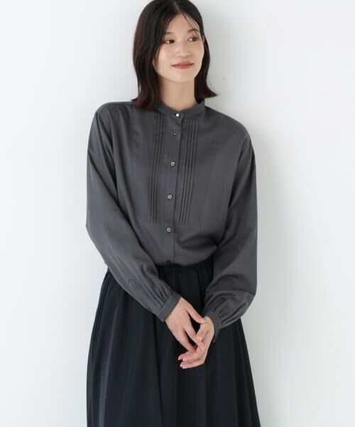human woman / ヒューマンウーマン シャツ・ブラウス | ◆ピンタックバンドカラーブラウス | 詳細7