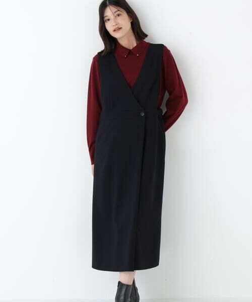 human woman/ヒューマンウーマン ◆TRダブルクロスワンピース ブラック M human woman/ヒューマンウーマン ◆TRダブルクロスワンピース ブラック M