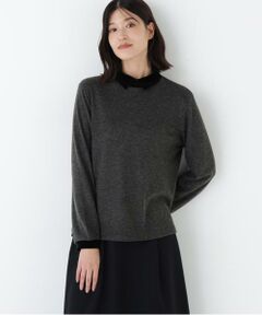 human woman / ヒューマンウーマン カットソー | ◆ベロアドッキングプルオーバー