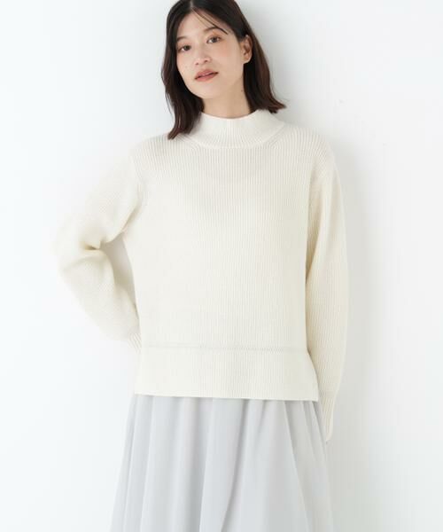 human woman/ヒューマンウーマン ◆ウールハイネック片畦プルオーバー エクリュ M human woman/ヒューマンウーマン ◆ウールハイネック片畦プルオーバー エクリュ M