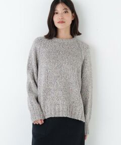 human woman / ヒューマンウーマン ニット・セーター | ◆ＭＩＸヤーンクルーネックラグランプルオーバー
