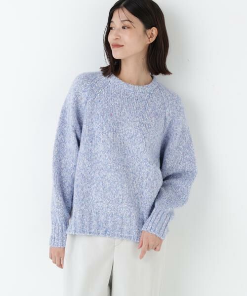 human woman / ヒューマンウーマン ニット・セーター | ◆ＭＩＸヤーンクルーネックラグランプルオーバー | 詳細8