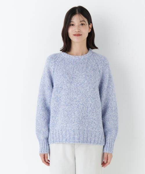 human woman / ヒューマンウーマン ニット・セーター | ◆ＭＩＸヤーンクルーネックラグランプルオーバー | 詳細10