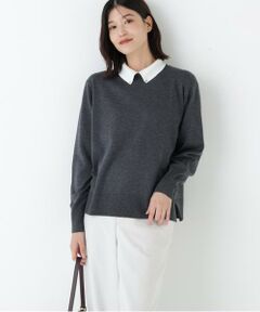 human woman / ヒューマンウーマン ニット・セーター | ◆ハイゲージプレーティング天竺衿付きニット