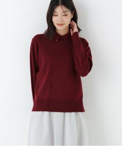 human woman / ヒューマンウーマン ニット・セーター | ◆ハイゲージプレーティング天竺衿付きニット