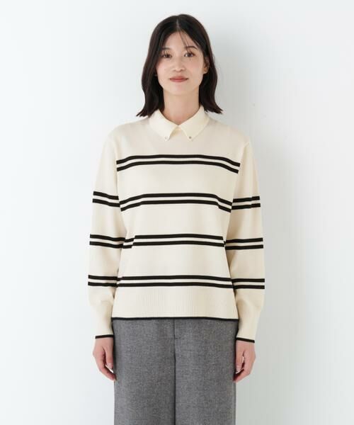 human woman / ヒューマンウーマン ニット・セーター | ◆ハイゲージプレーティング天竺衿付きニット | 詳細3
