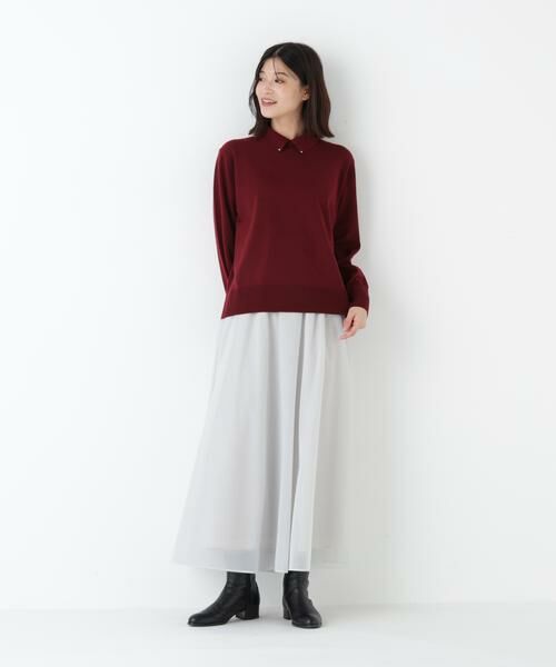 human woman / ヒューマンウーマン ニット・セーター | ◆ハイゲージプレーティング天竺衿付きニット | 詳細17