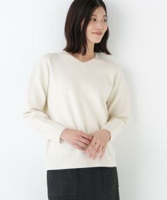 human woman / ヒューマンウーマン ニット・セーター | ◆レタードジャガードＶネックニット