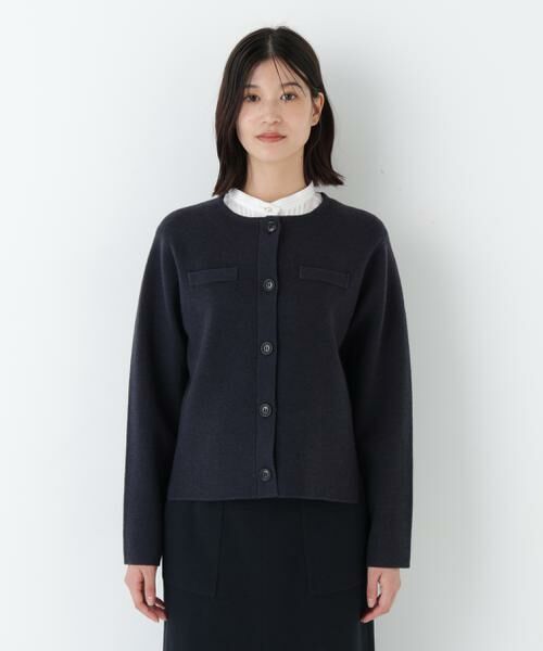 human woman / ヒューマンウーマン アウター | ◆ハイゲージミラノリブクルーネックジャケット | 詳細3