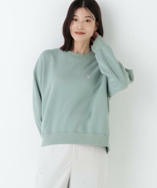 human woman / ヒューマンウーマン カットソー | ◆モチーフワッペン裏起毛スウェット | 詳細7