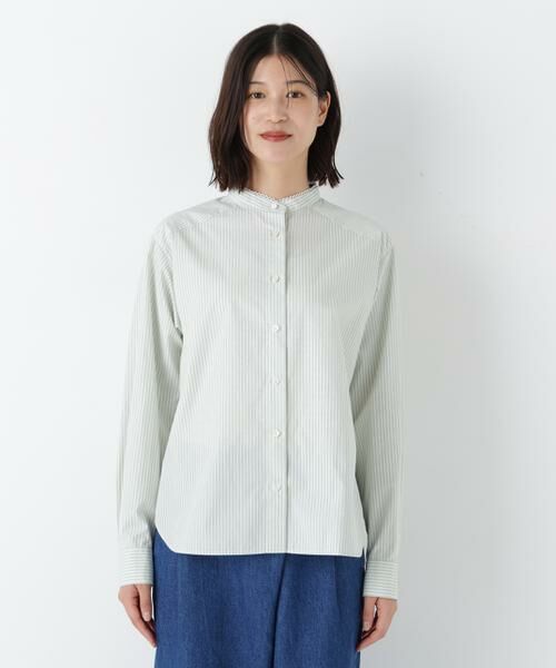 human woman / ヒューマンウーマン シャツ・ブラウス | ◆ドビーストライプレースカラーブラウス | 詳細11
