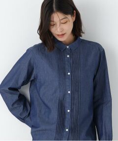 human woman / ヒューマンウーマン シャツ・ブラウス | ◆ライトオンスデニムピンタックブラウス