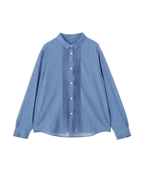 human woman / ヒューマンウーマン シャツ・ブラウス | ◆ライトオンスデニムピンタックブラウス | 詳細1