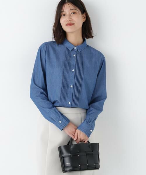human woman / ヒューマンウーマン シャツ・ブラウス | ◆ライトオンスデニムピンタックブラウス | 詳細2