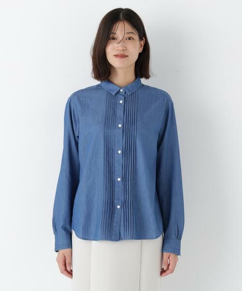 human woman / ヒューマンウーマン シャツ・ブラウス | ◆ライトオンスデニムピンタックブラウス | 詳細6