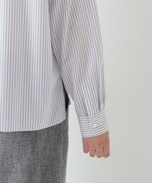 human woman / ヒューマンウーマン シャツ・ブラウス | ◆先染めストライプスタンドフリルブラウス | 詳細10