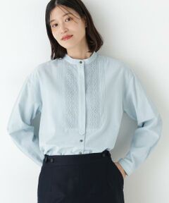 human woman / ヒューマンウーマン シャツ・ブラウス | ◆レースドッキングハンドカラーブラウス