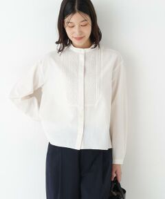 human woman / ヒューマンウーマン シャツ・ブラウス | ◆レースドッキングハンドカラーブラウス