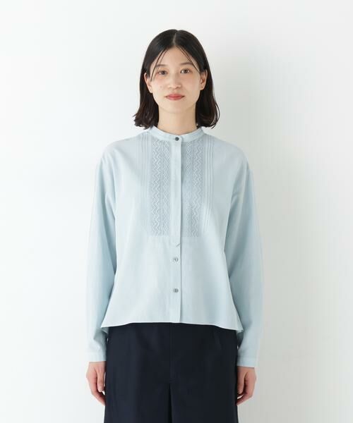 human woman / ヒューマンウーマン シャツ・ブラウス | レースドッキングハンドカラーブラウス | 詳細3