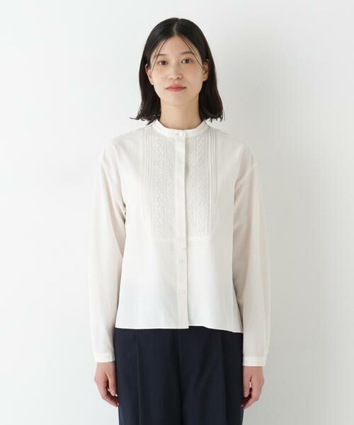 human woman / ヒューマンウーマン シャツ・ブラウス | レースドッキングハンドカラーブラウス | 詳細9