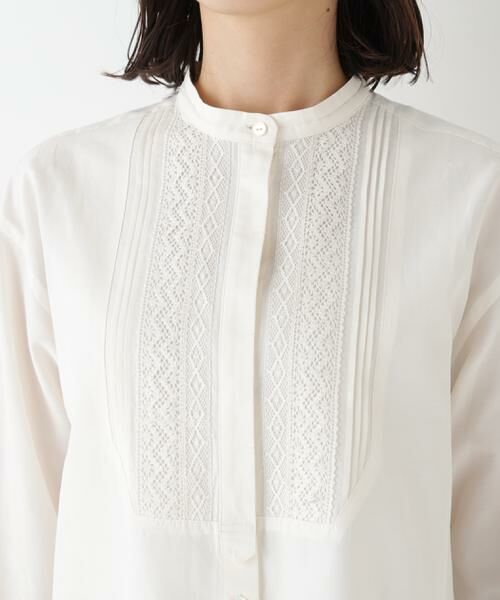 human woman / ヒューマンウーマン シャツ・ブラウス | レースドッキングハンドカラーブラウス | 詳細12