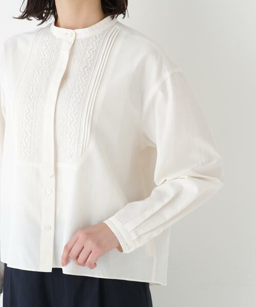 human woman / ヒューマンウーマン シャツ・ブラウス | レースドッキングハンドカラーブラウス | 詳細13